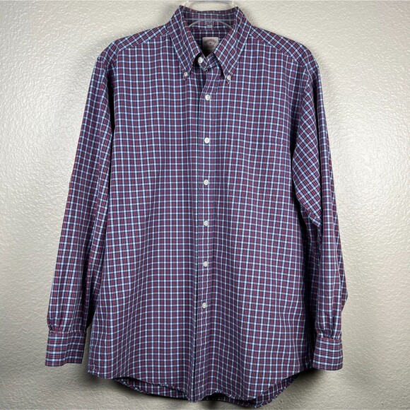 Brooks Brothers Casual Shirt Non-Iron Red and Blue Check Long-Sleeve Button-Down - Picture 2 of 11